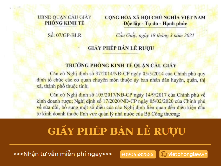 Giấy phép bán lẻ rượu
